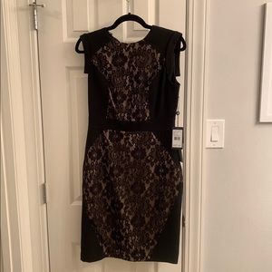Adrianna Papell size 8 black lace cocktail dress